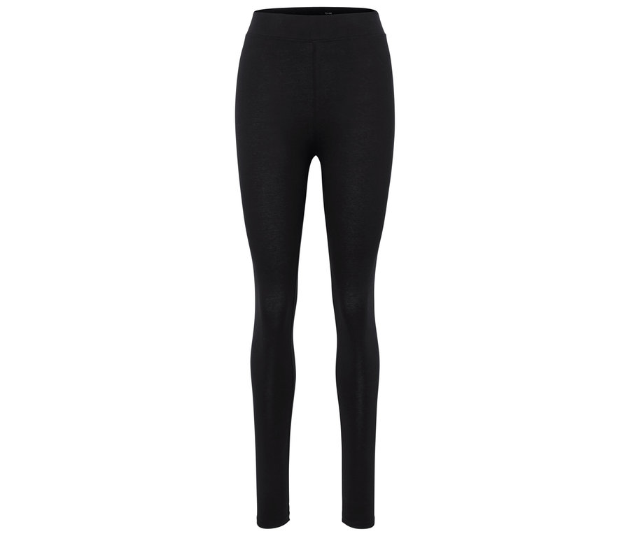 Schwarze Leggings auf weißem Hintergrund.