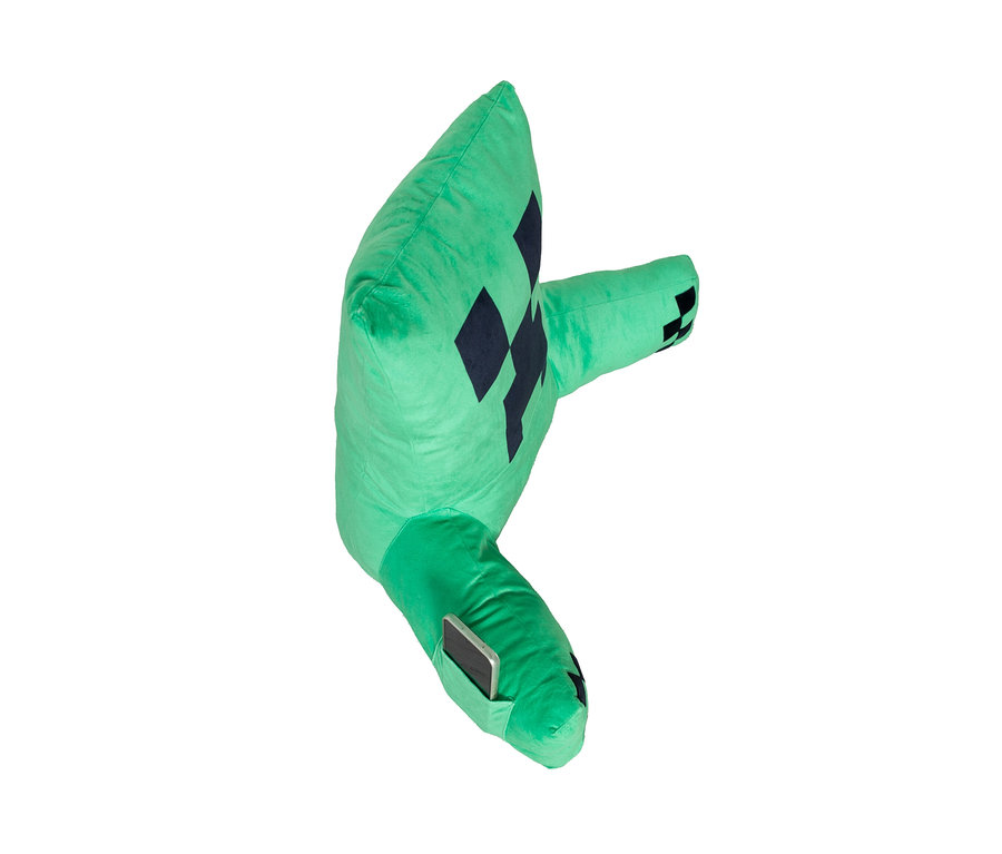 Grünes MINECRAFT Relaxkissen, Creeper mit Handytasche.