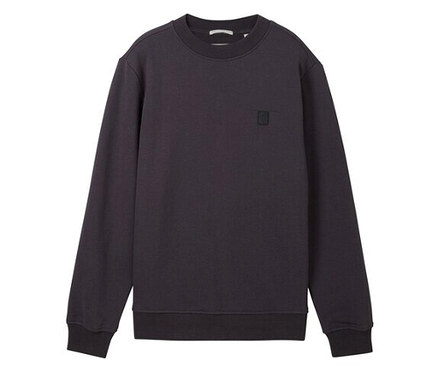 Dunkelblaues Langarm-Sweatshirt mit kleinem Logo.