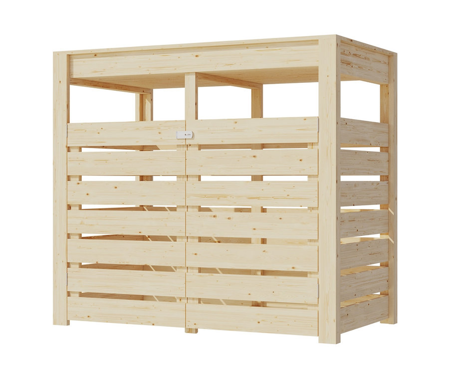 Karibu Mülltonnenbox für 2 Tonnen mit Pflanzdach, 2x 240 l, naturfarben.