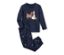 Dunkelblauer Kleinkind-Jersey-Pyjama mit Rentier-, Schneemann- und Sternenmuster.