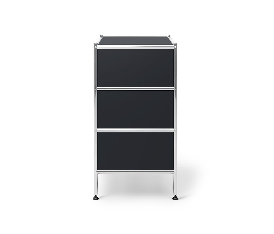 Schwarze Kommode Metall »CN3« mit 3 Schubladen.