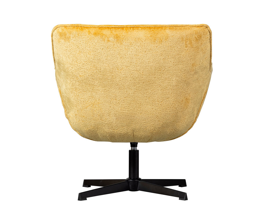 Abgebildet ist die Rückseite des Woood Drehsessels »Wibo« in Curry mit schwarzem Untergestell.