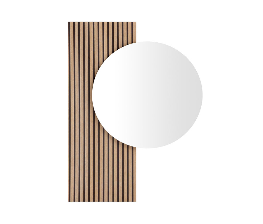 Spiegel »Hank« vor einem hölzernen Hintergrund.