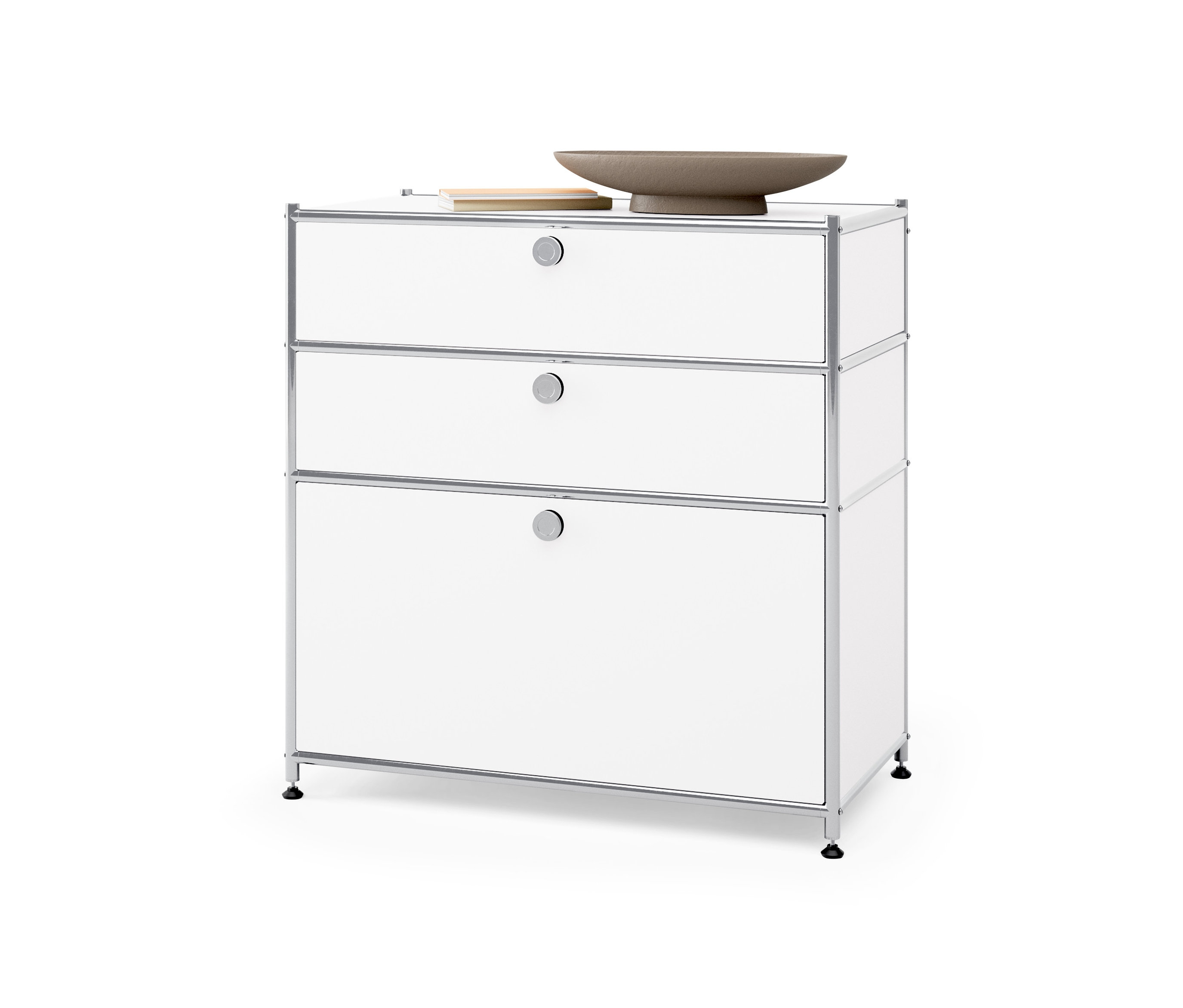 Weiße Kommode Metall »CN3« mit 3 Schubladen.