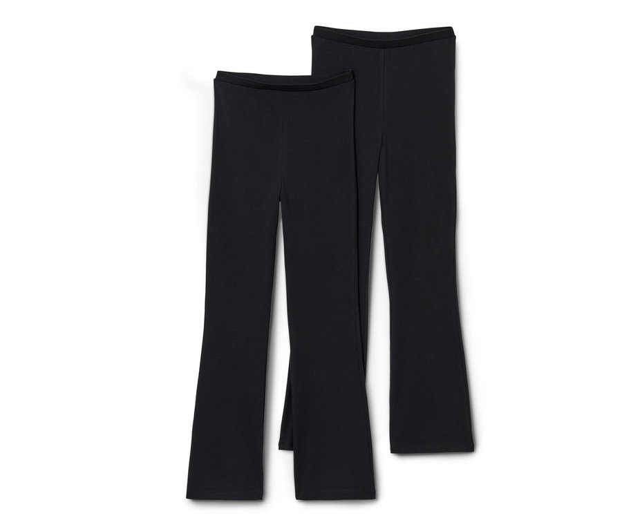 Zwei Kinder-Flared-Leggings in Schwarz.