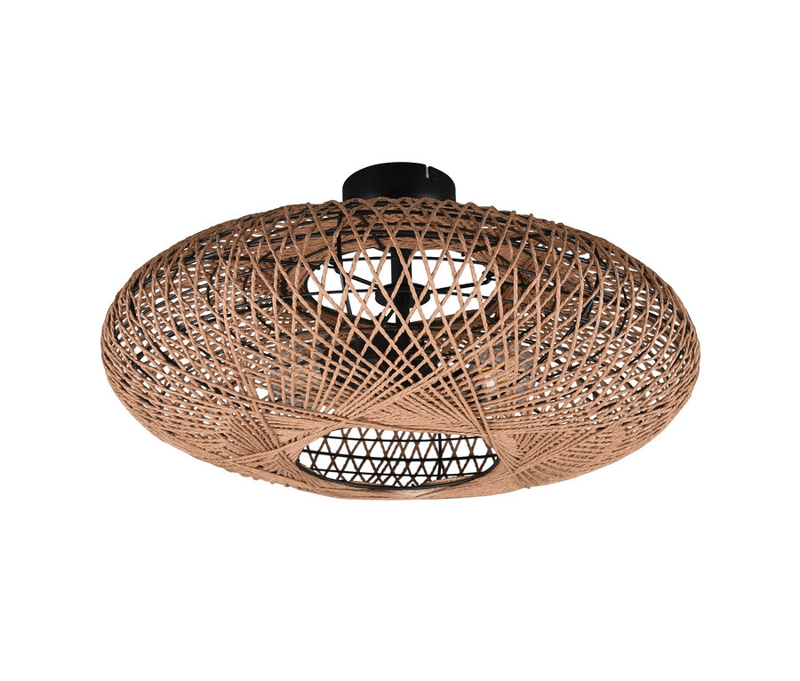 Eine Trio Deckenleuchte »Hedda« aus Rattan vor einem weißen Hintergrund.