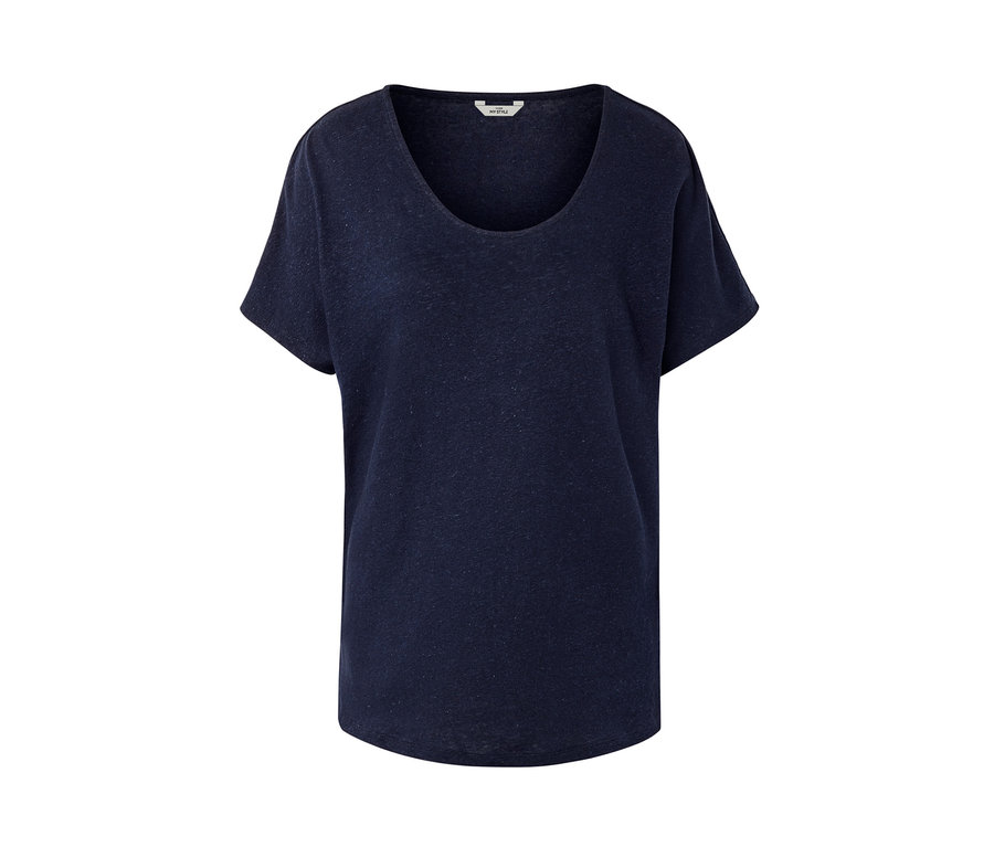 Ein marineblaues Shirt aus Leinenmix.