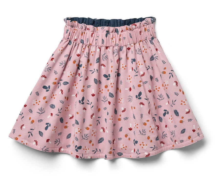 Rosa Rock mit Blätter- und Pilzprint.