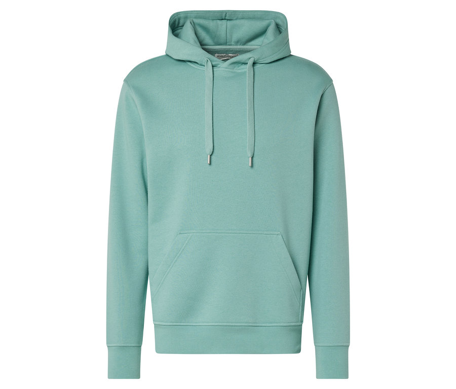 Aqua Hoodie mit Kordeln und Kängurutasche vorne.