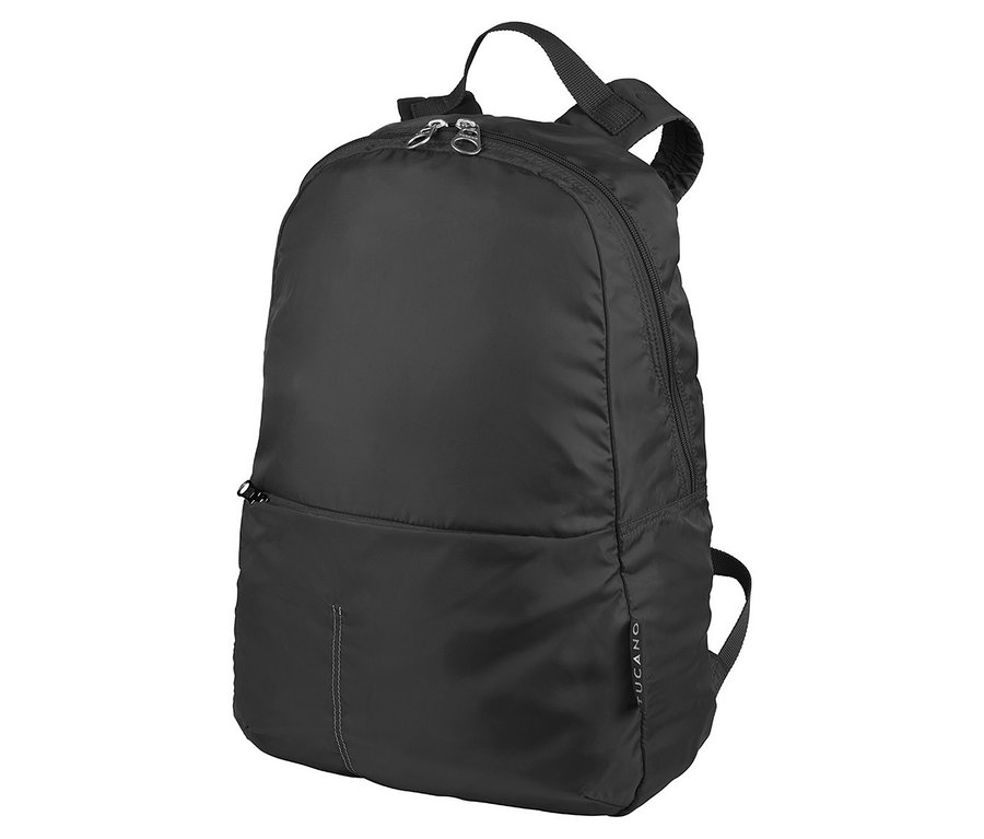 Schwarzer Tucano Rucksack »Compatto Eco« mit Reißverschlüssen und Tragegriffen.