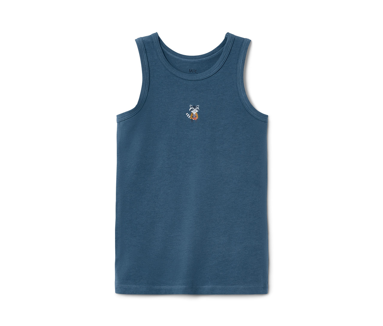 Blaues Unterhemd mit Waschbär-Motiv, 3 Unterhemden