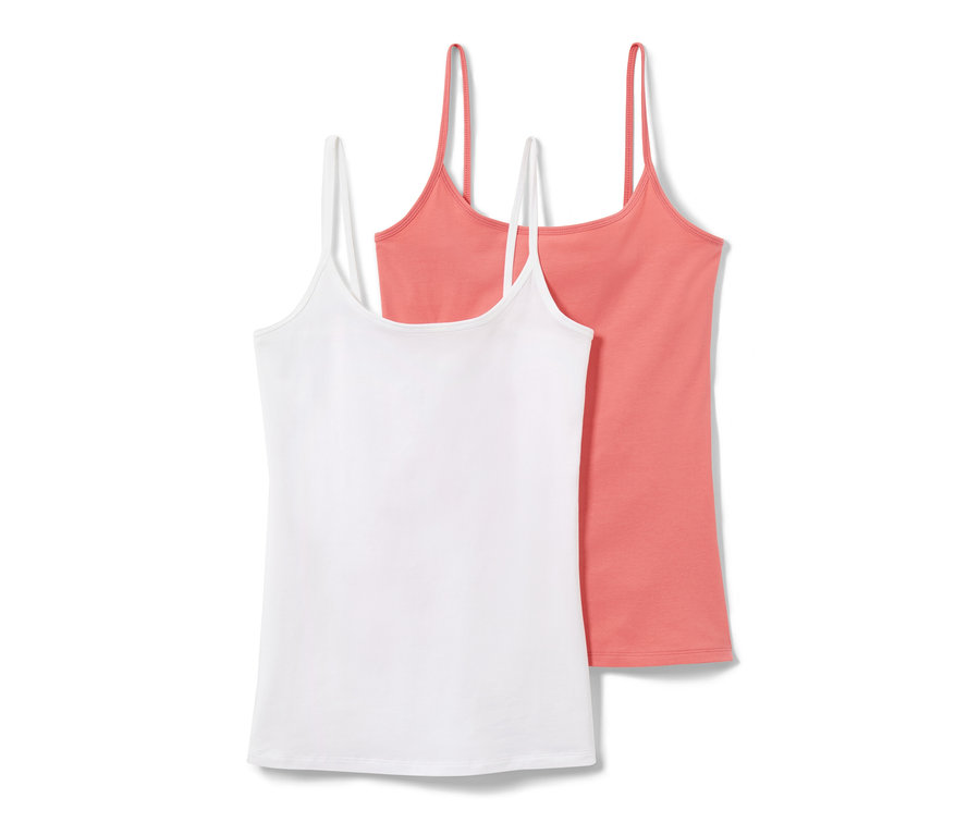 Zwei Hemdchen, eins in Weiß und eins in Koralle.