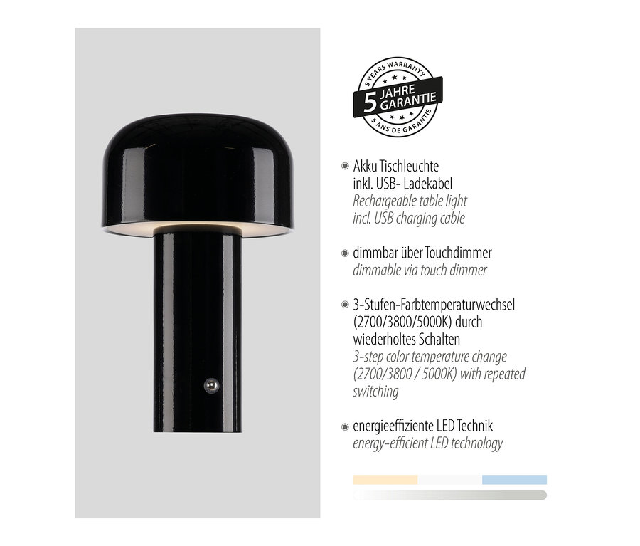 Schwarze JUST LIGHT LED-Akku-Tischleuchte »Agnes« aus einem 2er-Set.