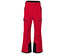Eine rote Skihose mit schwarzen Details am unteren Bein.