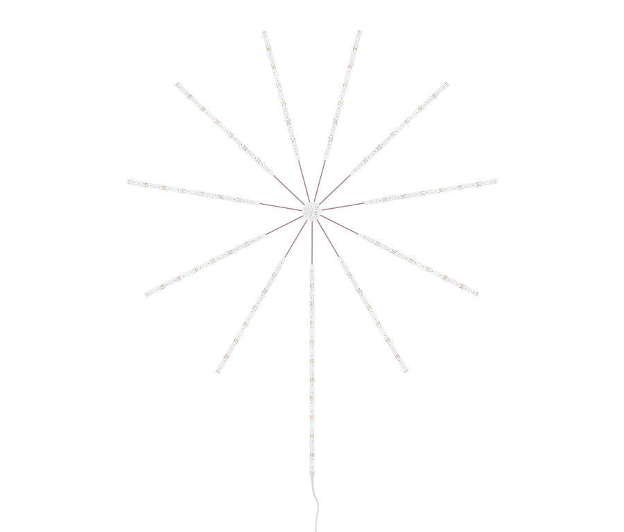 Feuerwerksleuchte mit LED-Streifen, die von einer zentralen Basis ausgehen.