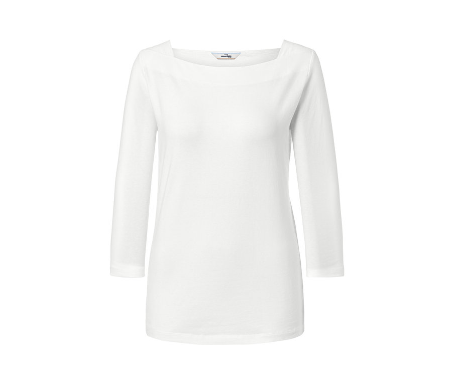 Weißes Shirt mit 3/4-Arm.