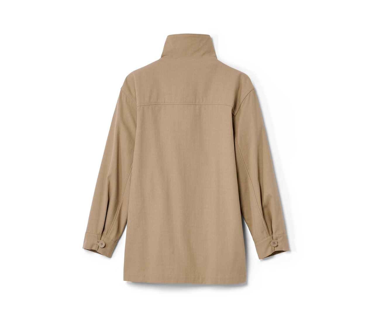 Beige NAH/STUDIO Parka aus recycelter Baumwolle von hinten.