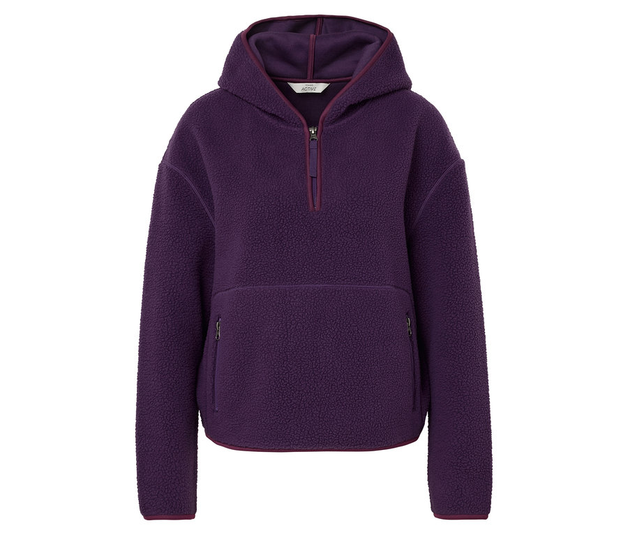 Lila Fleece-Hoodie mit Reißverschluss.