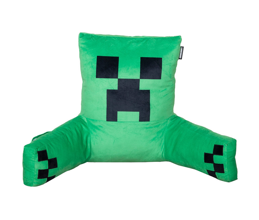 Grünes MINECRAFT Relaxkissen, Creeper mit schwarzem Creeper-Gesicht.