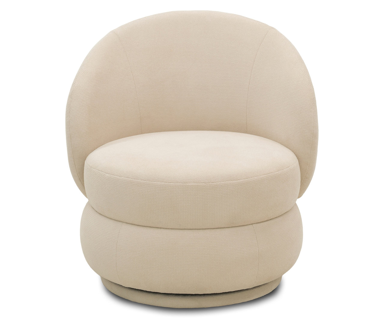 Cremefarbener DOMO Sessel mit Drehfunktion auf weißem Hintergrund.