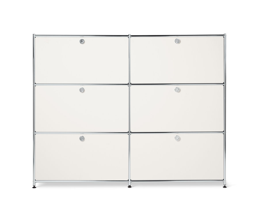 Weiße Kommode Metall »CN3« mit 6 Klappenfächern.