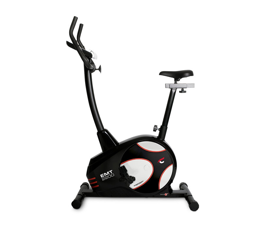 Schwarzer und weißer Ergometer »EMT 2200« vor einem weißen Hintergrund.