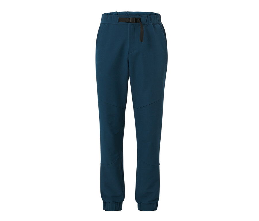Eine dunkelblaue Thermohose mit Gürtel.