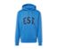 Blauer Hoodie.