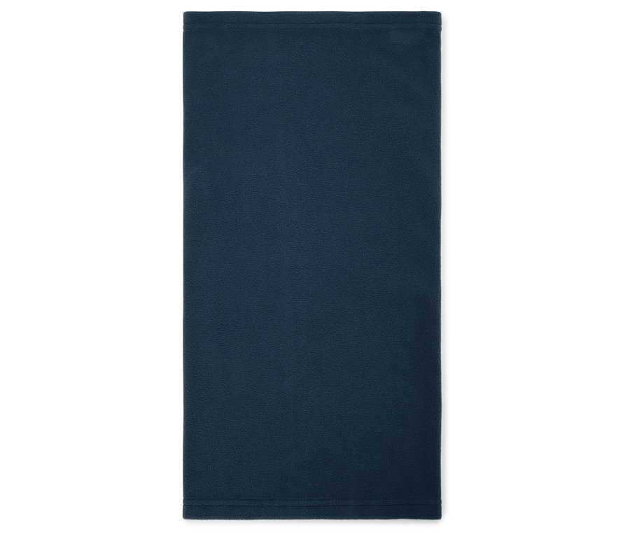 Dunkelblaues Multifunktionstuch auf weißem Hintergrund.