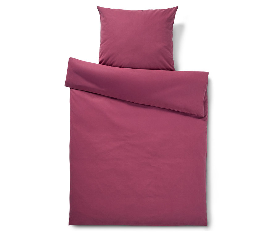 Rosa Halbleinen-Bettwäsche in Normal- und Übergröße.