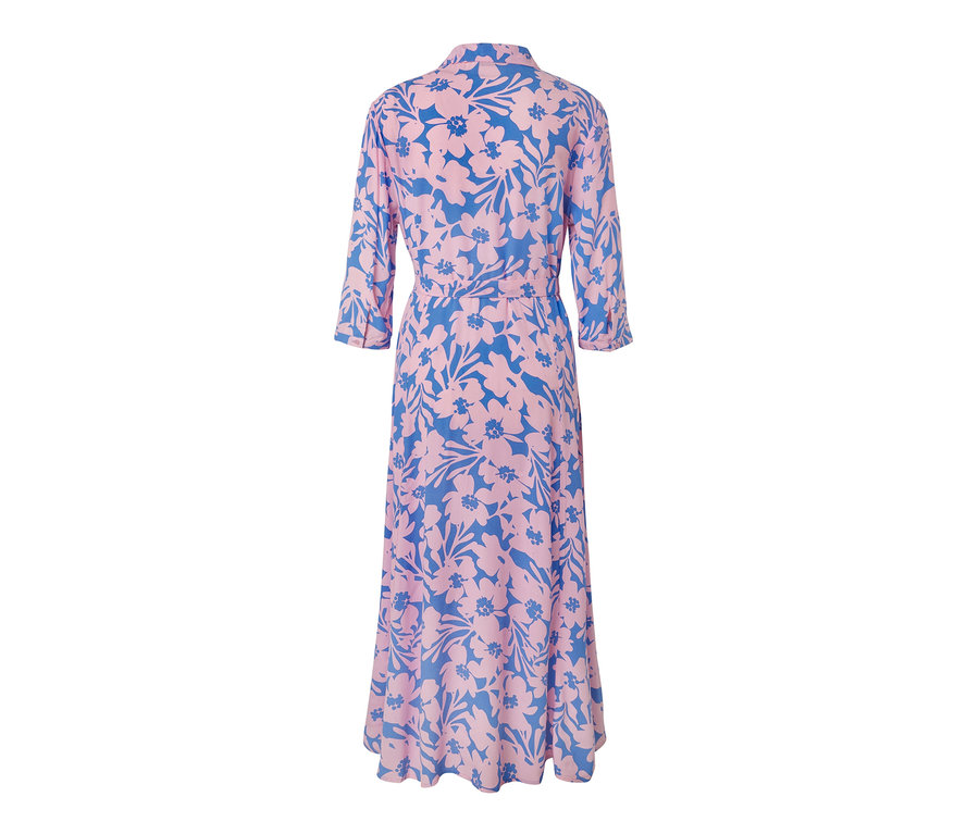 Detailansicht eines bedruckten Hemdblusenkleids.