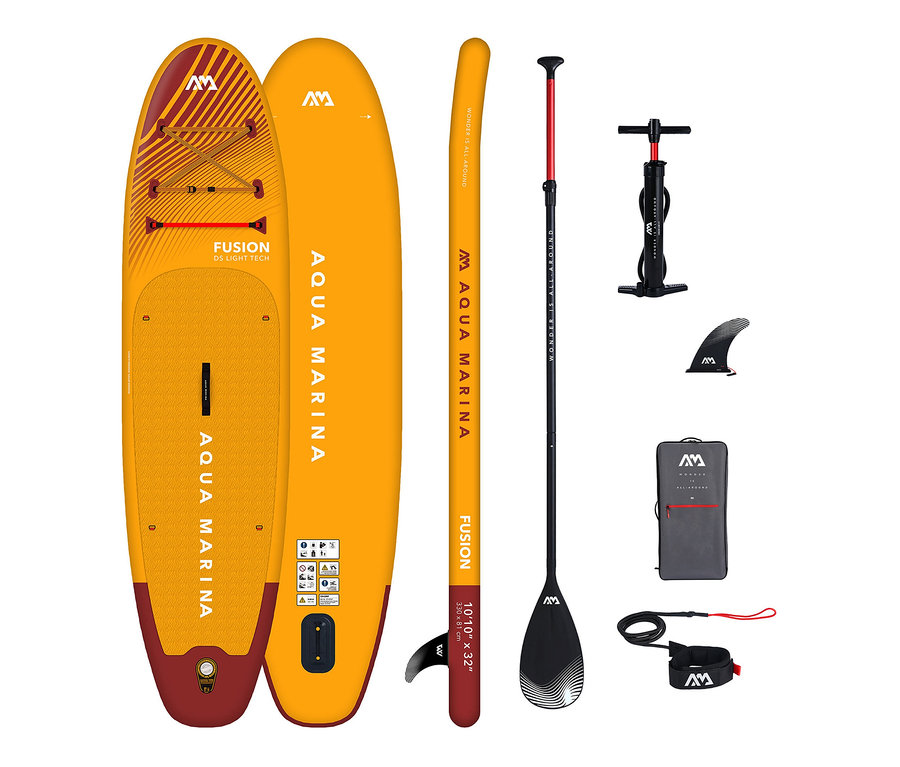 Gelbes Aqua Marina SUP Board »Fusion« 10'10" mit Zubehör.