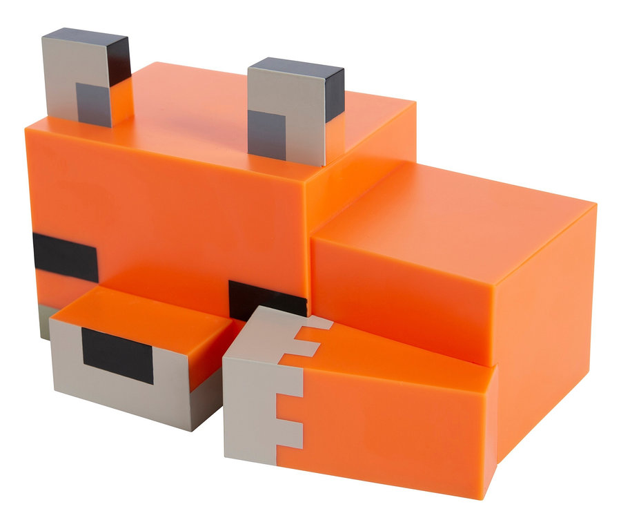 Ein orangefarbener Minecraft-Fuchs aus Blöcken.