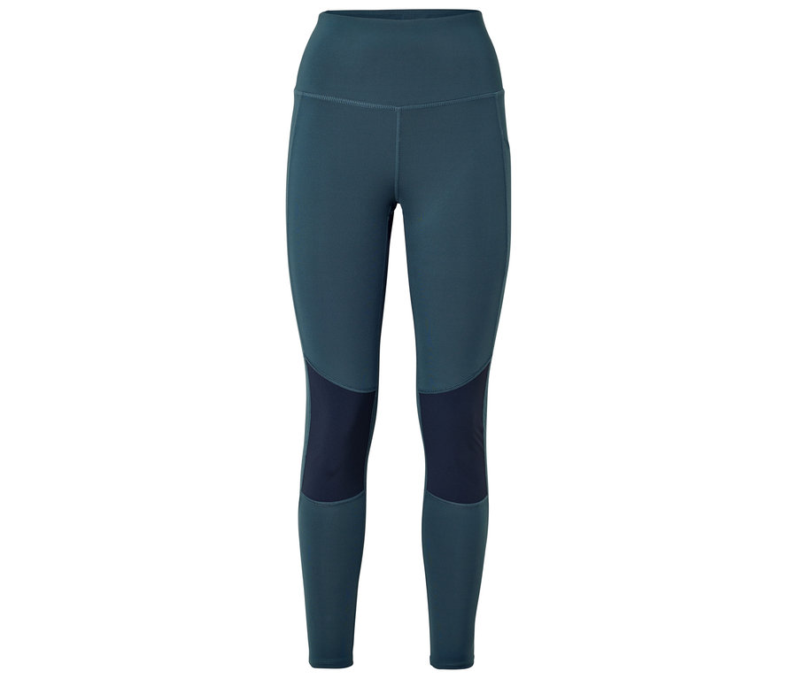 Dunkelblaue Leggings mit dunkleren Einsätzen an den Knien.