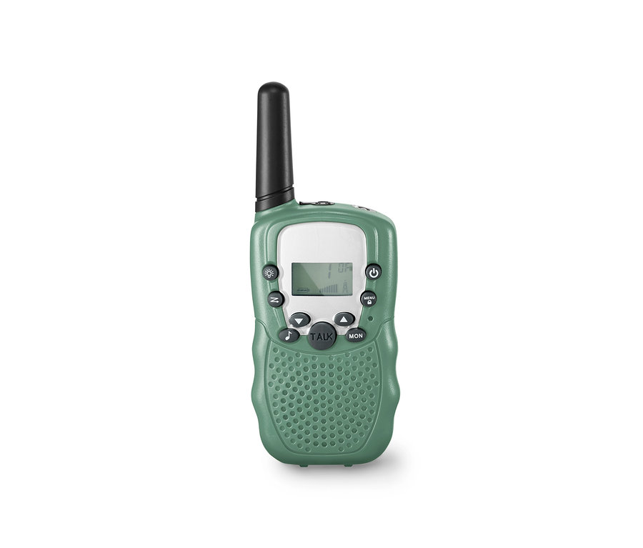 Ein grünes 2 Walkie-Talkies.