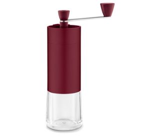 Hand-Kurbel: silberfarben<br>Griff: bordeaux<br>Korpus: bordeaux<br>Pulverbehälter: transparent