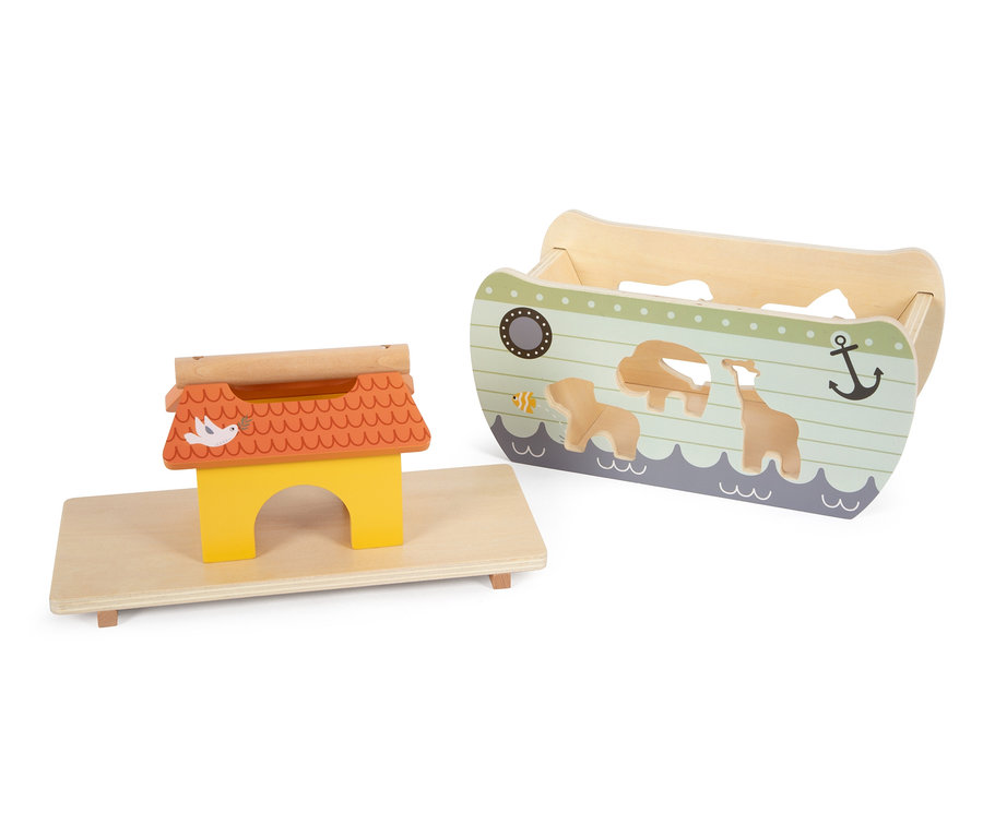 small foot Steckspiel »Arche Noah Safari« aus Holz: Arche und Haus.
