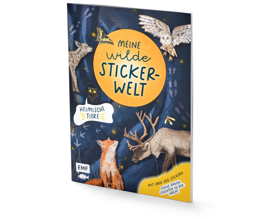 Nahaufnahme des Stickerbuchs »Meine wilde Stickerwelt – heimische Tiere«.