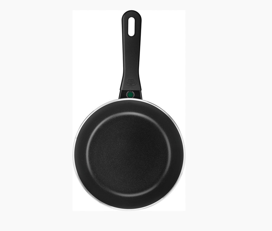 Nahaufnahme einer BALLARINI Aluminium-Bratpfanne, grün, 24 cm.