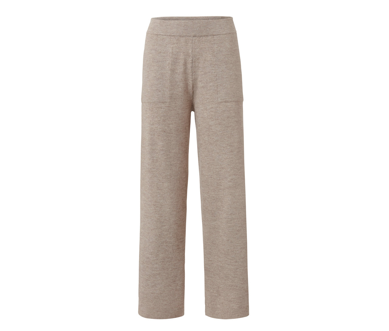 Beige Lounge-Hose aus Strick mit Taschen.