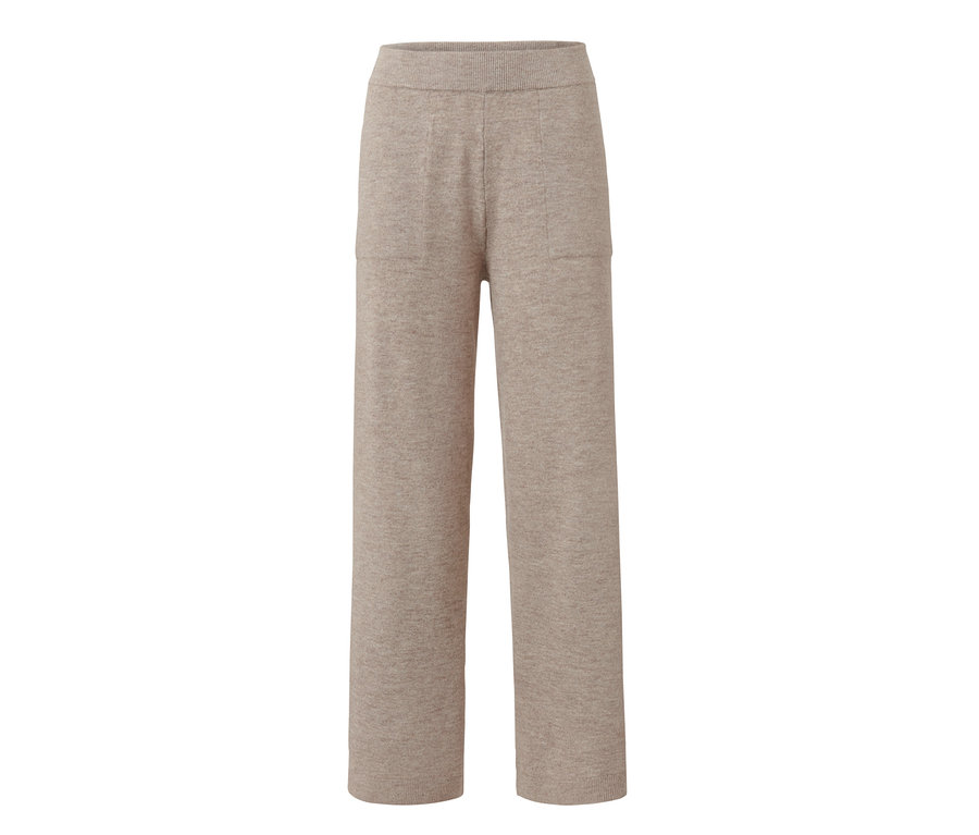 Beige Lounge-Hose aus Strick mit Taschen.