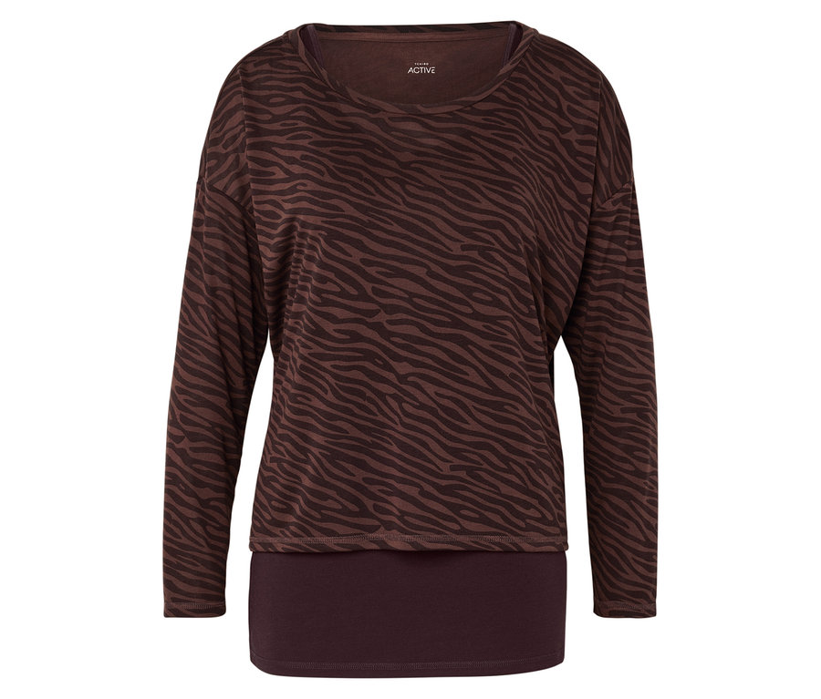 Braunes Langarmshirt mit Animal-Print.