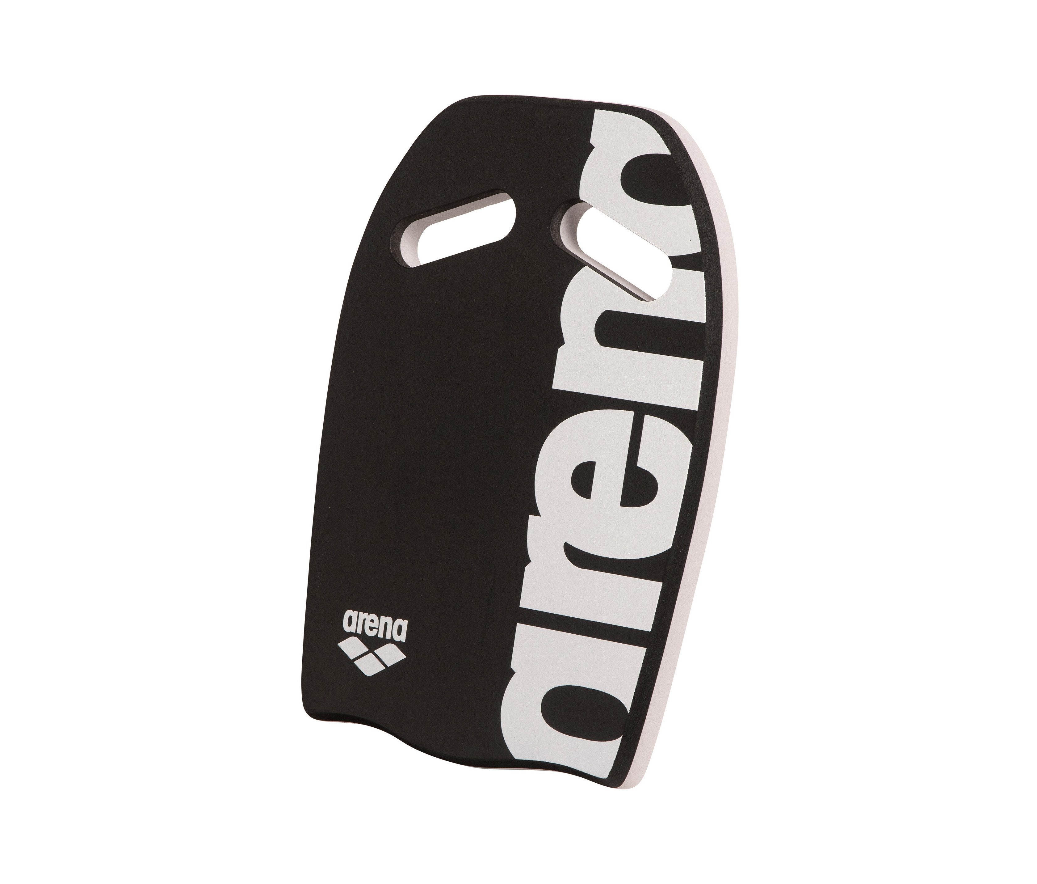 Schwarzes Arena Schwimmbrett Kickboard mit weißem Logo.