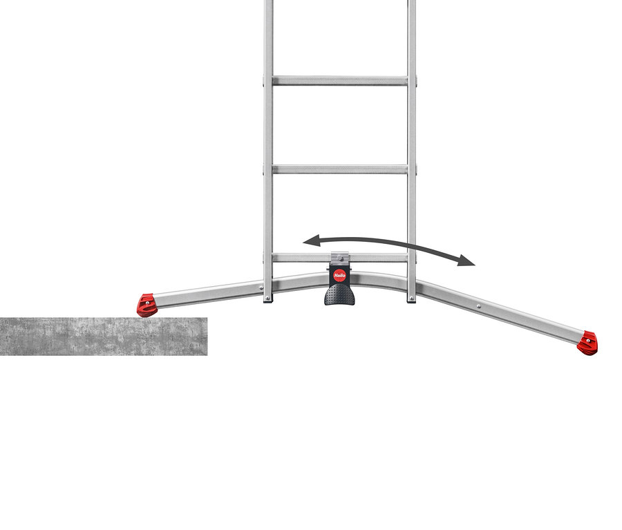 Eine silberne Leiter steht auf einem grauen Betonblock.