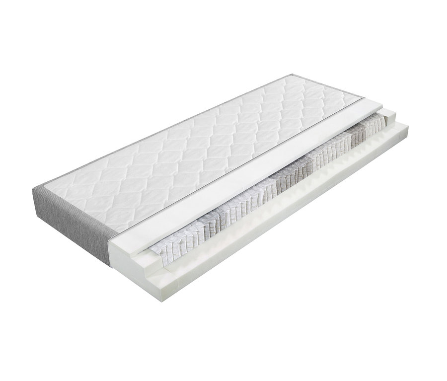 Querschnitt eines Familienbetts, ca. 240 x 200, dunkelgrau.