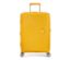 Goldgelber American Tourister Hartschalen-Koffer »Soundbox« Spinner, mittel, vor einem weißen Hintergrund.
