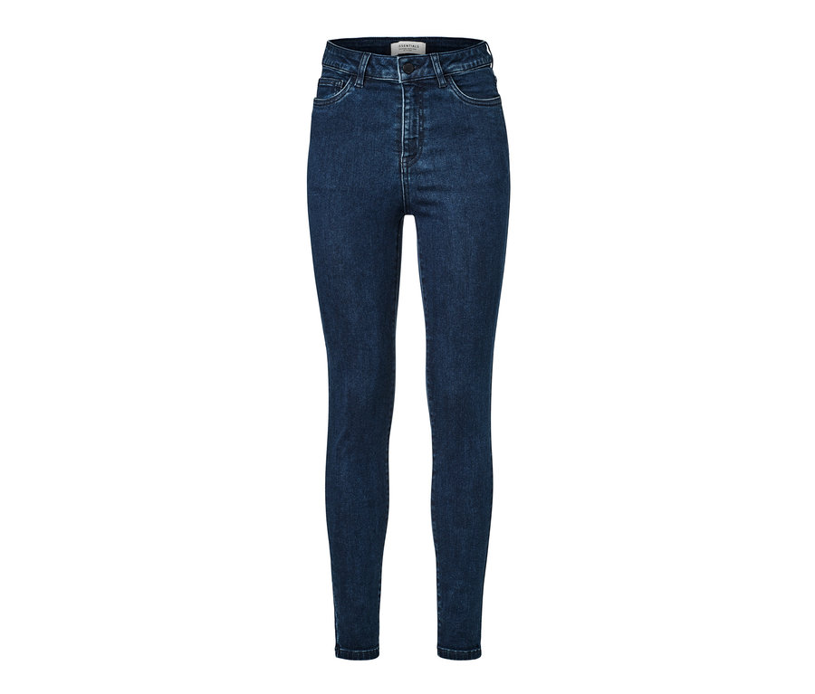Blaue Skinny-Denim »Fit Hanna« auf weißem Hintergrund.