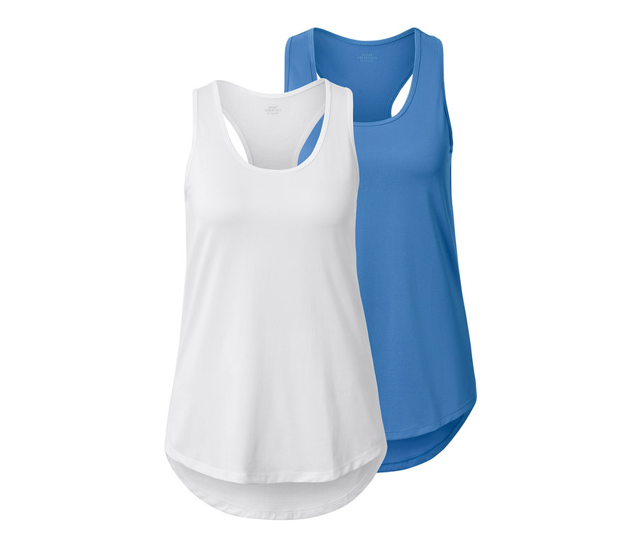 Zwei Funktionstops, eines weiß und eines himmelblau.