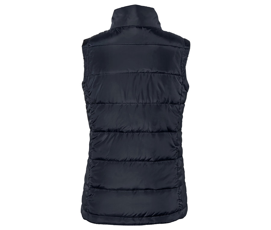 Rückansicht einer dunkelblauen Steppweste.